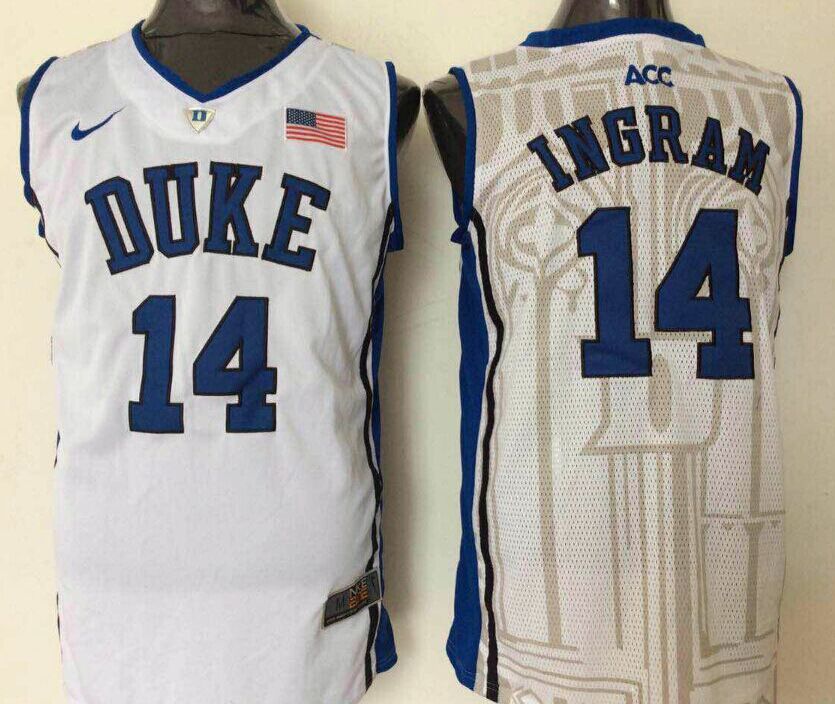 NCAA Men Duke Blue Devils #14 Ingram White->ncaa teams->NCAA Jersey